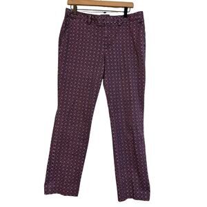 Lands End Womens Purple Blue Geometric Print Fit 2 Straight Leg Pants Size 10